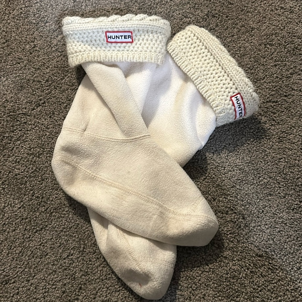 Hunter Cream Knit Cuff Fleece Boot Socks